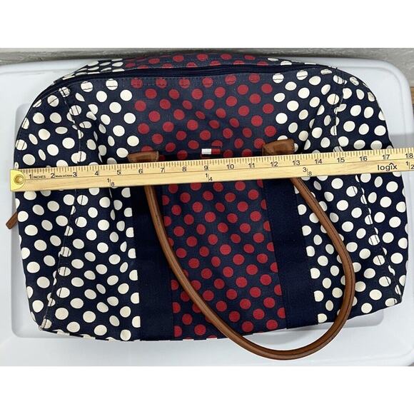 Tommy Hilfiger Canvas Zippered Tote Bag Red White Blue Overnight Classic - Picture 7 of 8
